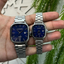 Classic Vintage Quartz Çift Saat - Lacivert Gümüş