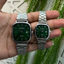 Classic Vintage Quartz Çift Saat - Yeşil Gümüş